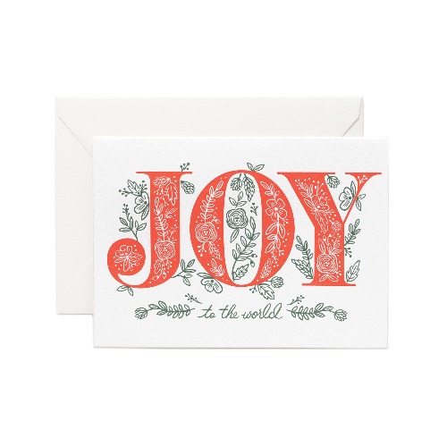 라이플페이퍼 Letterpress Joy To The World Card 크리스마스 카드
